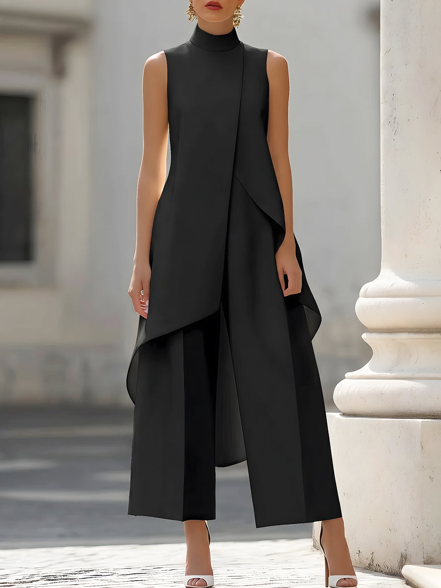Martina™ | Sculpted High-Neck Wide-Leg Jumpsuit