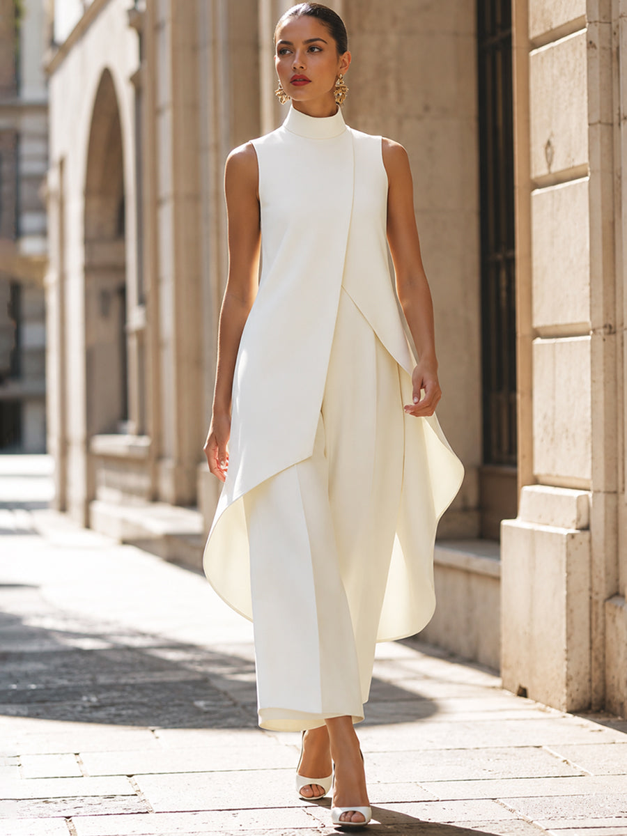 Martina™ | Sculpted High-Neck Wide-Leg Jumpsuit