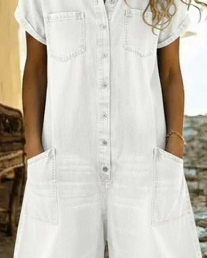 Isabela - Denim Jumpsuit with Front Button Closure