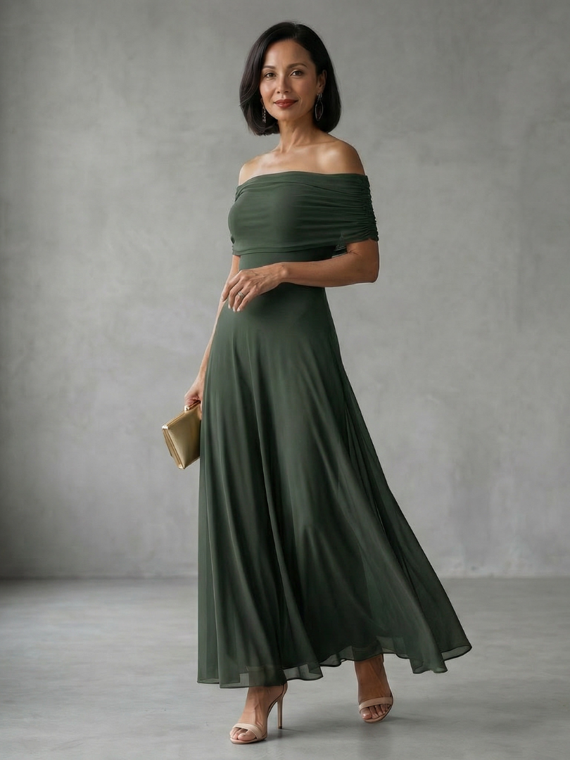 Aurora™ | Off-Shoulder Draped Maxi Dress