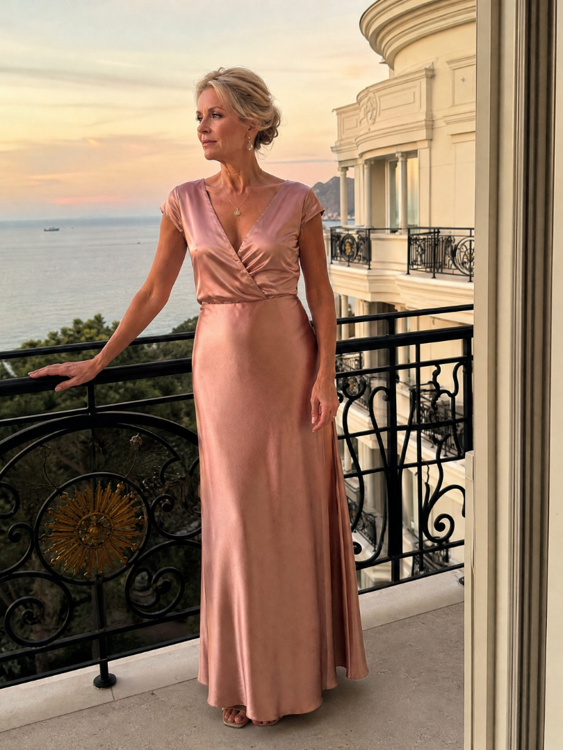 Samouse | Short Sleeve Maxi Dress with Wrap Top