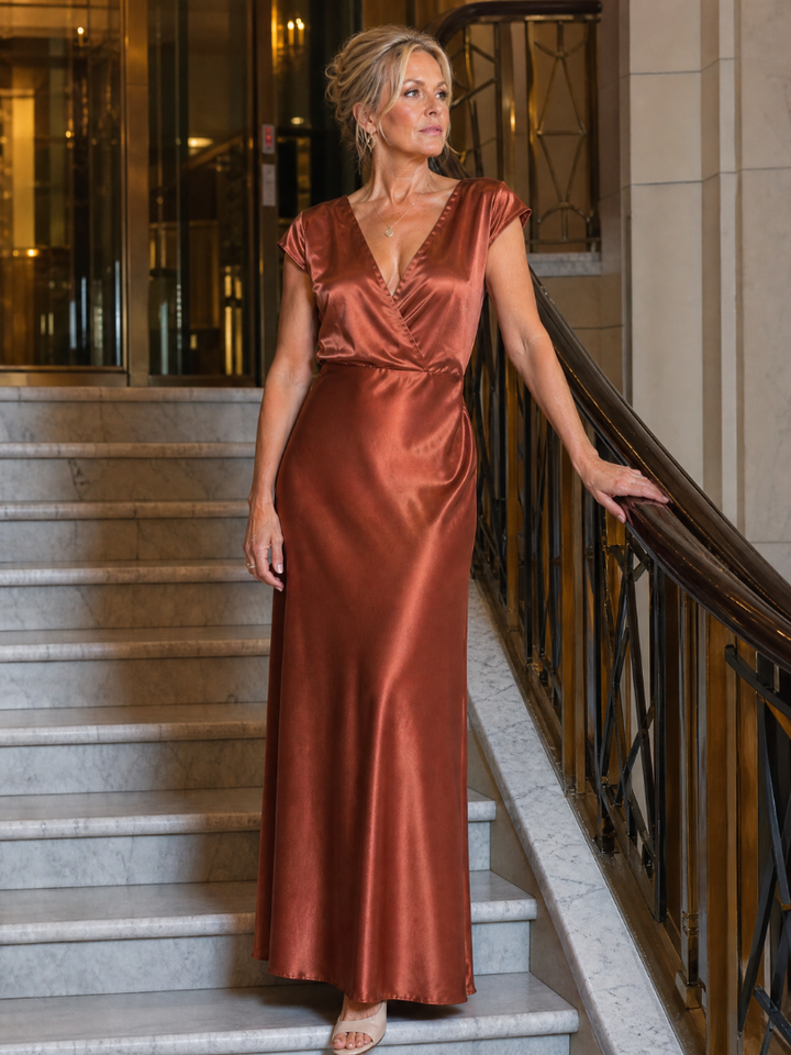 Samouse | Short Sleeve Maxi Dress with Wrap Top