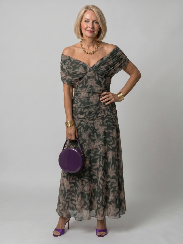 Calen | Off-Shoulder Midi Dress" can be rewritten as "Calen | Off-Shoulder Midi Style Dress.