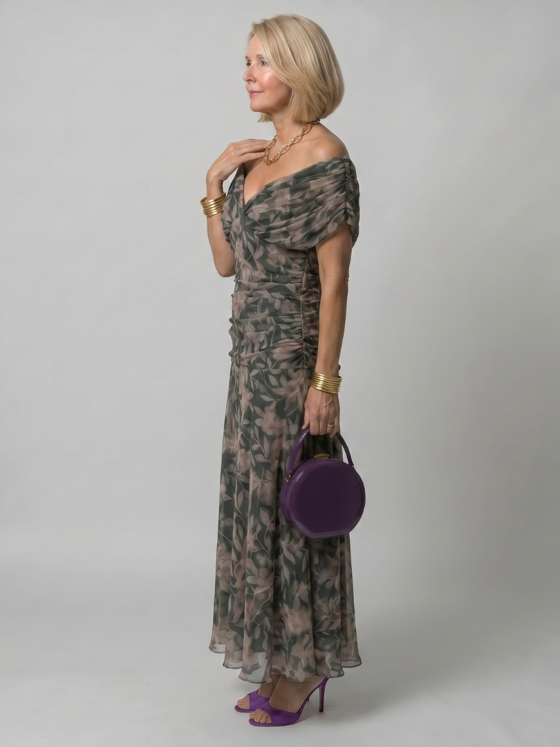 Calen | Off-Shoulder Midi Dress" can be rewritten as "Calen | Off-Shoulder Midi Style Dress.