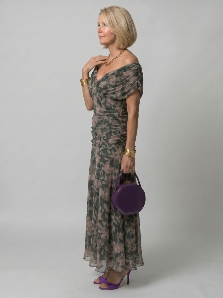 Calen | Off-Shoulder Midi Dress" can be rewritten as "Calen | Off-Shoulder Midi Style Dress.