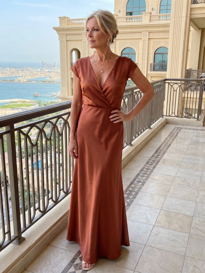 Samouse | Short Sleeve Maxi Dress with Wrap Top