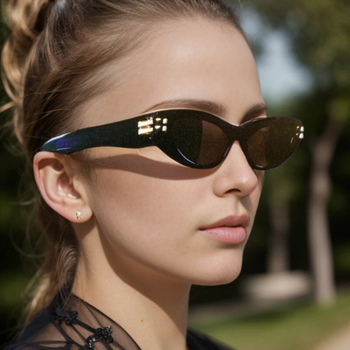 Cat Eye Double Metal Stripe Sunglasses