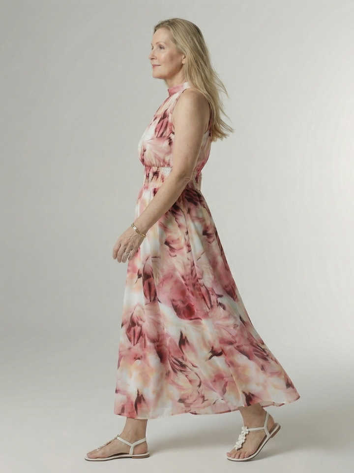 Sylin | Halter Neck Gathered Midi Dress