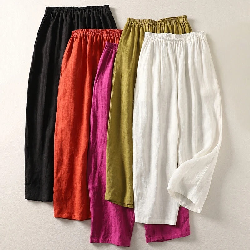 Amalia™ - Lightweight Cotton and Linen Blend Trousers