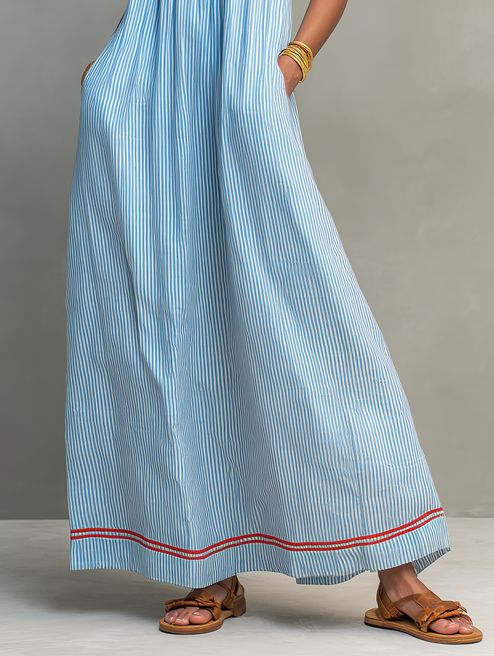 Elena - Striped Summer Maxi Dress