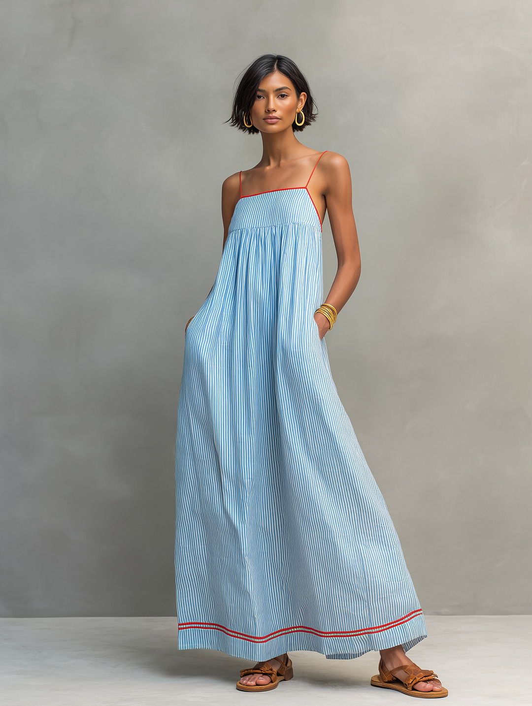Elena - Striped Summer Maxi Dress