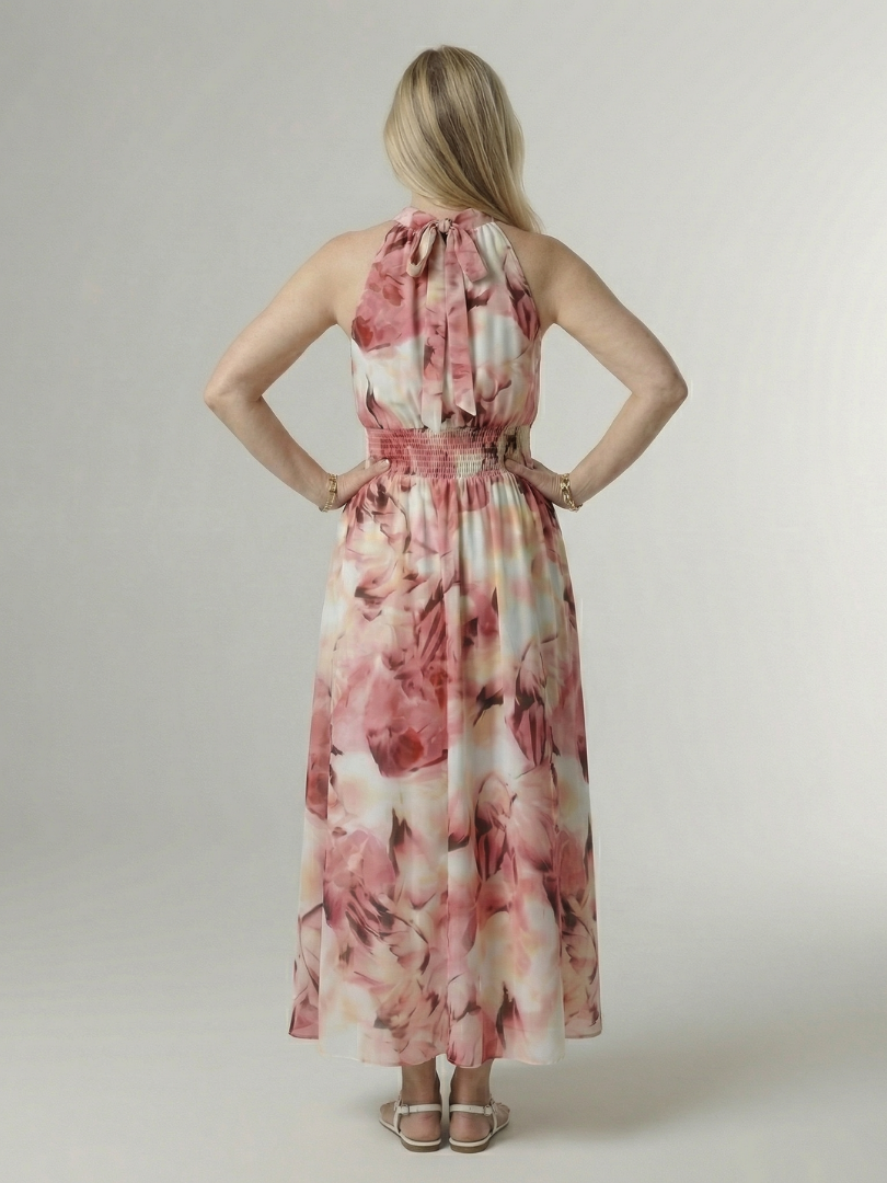 Sylin | Halter Neck Gathered Midi Dress