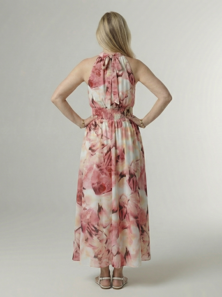 Sylin | Halter Neck Gathered Midi Dress