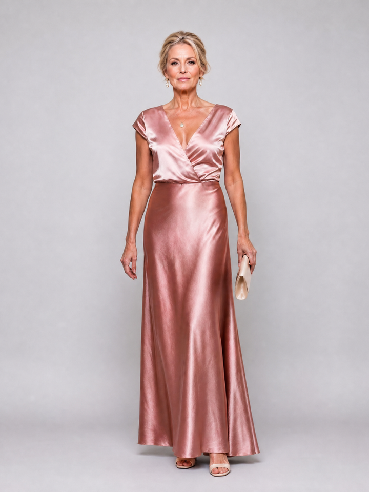 Samouse | Short Sleeve Maxi Dress with Wrap Top