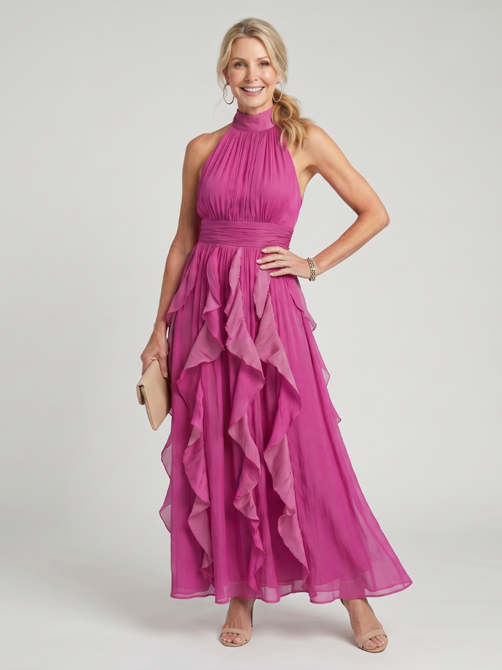 Orea | High Neck Maxi Dress with Ruffled Layers