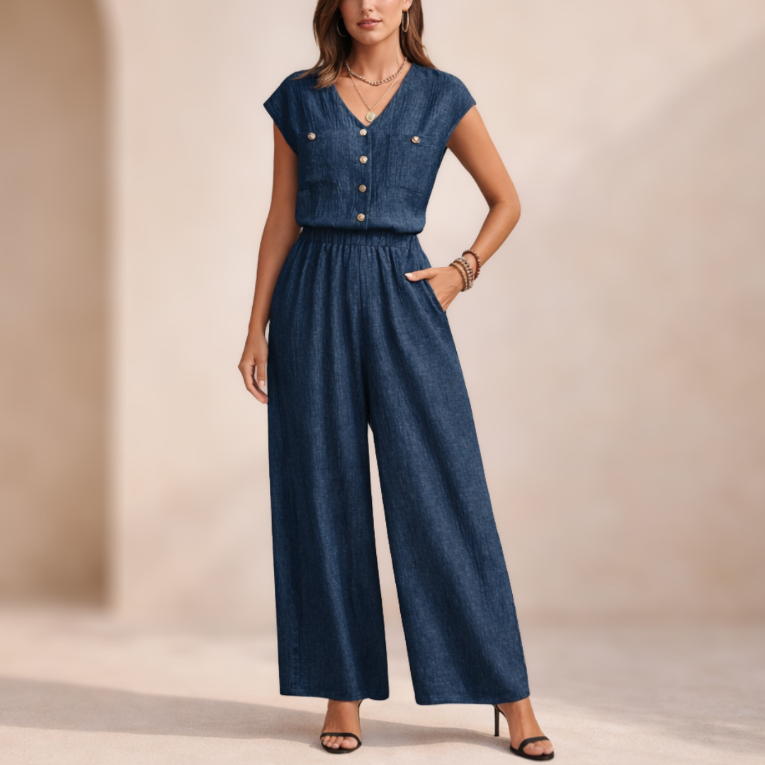 Avery™ | Wide-Leg Button Front Jumpsuit
