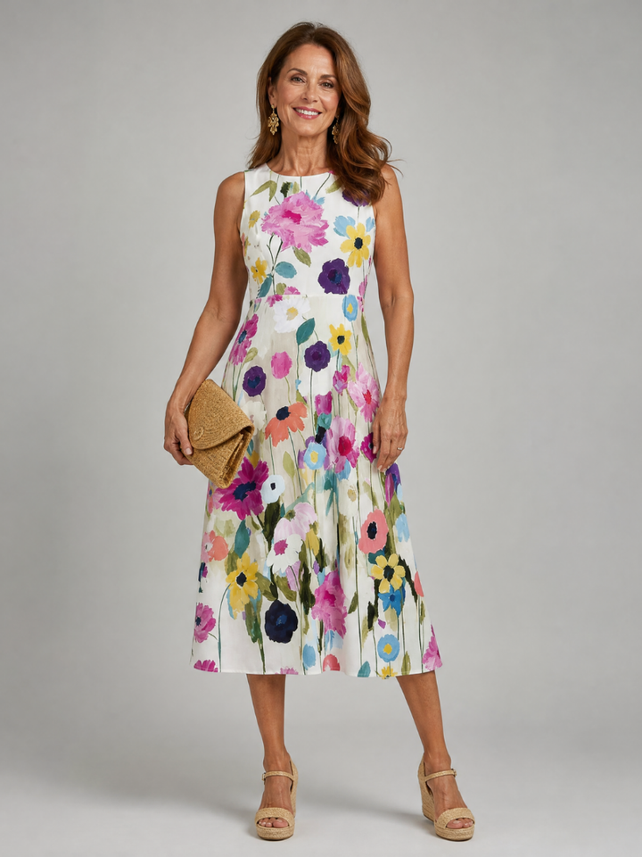 Camille™ | Floral Sleeveless Midi Dress