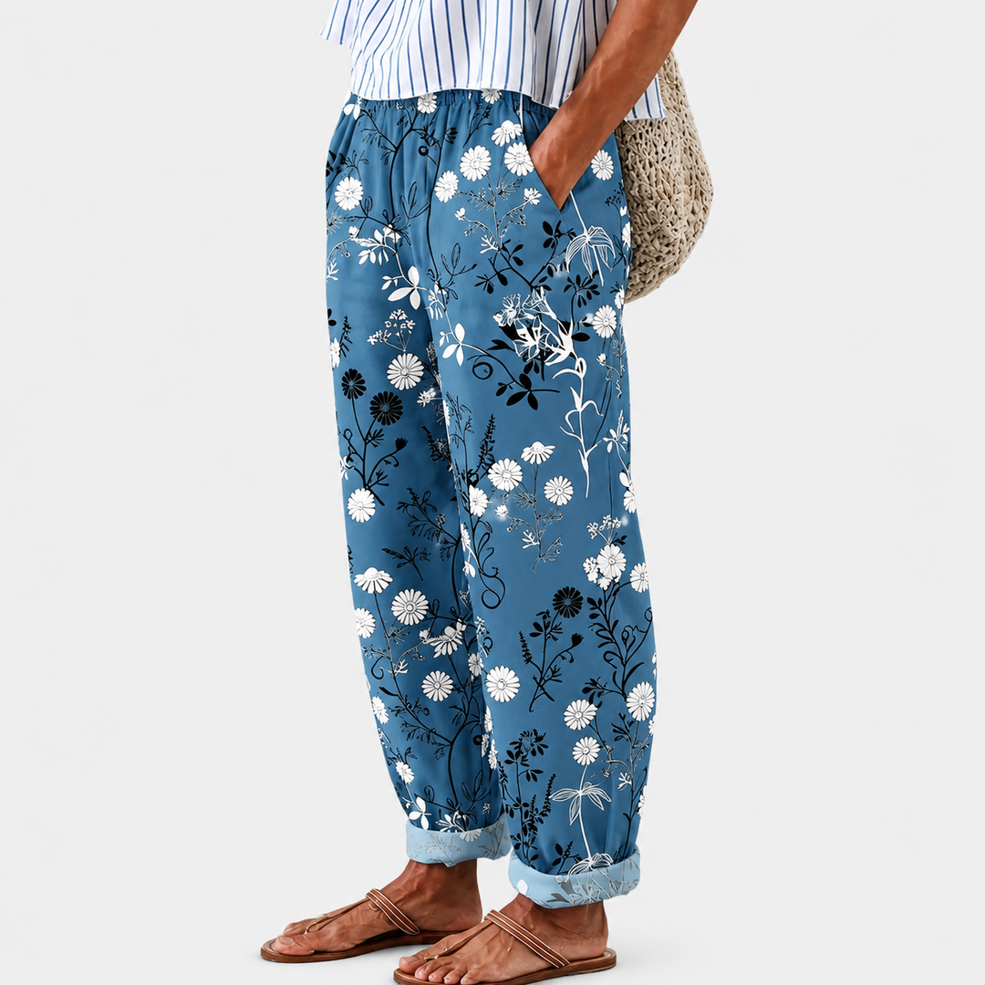 Easygoing Floral Blue Trousers