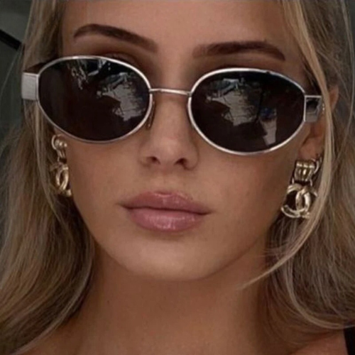 Luxury Oval Metal Frame Sunglasses