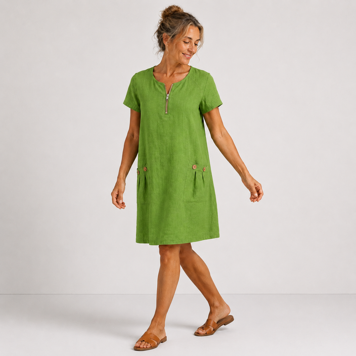 Eliana - Casual Cotton and Linen Dress
