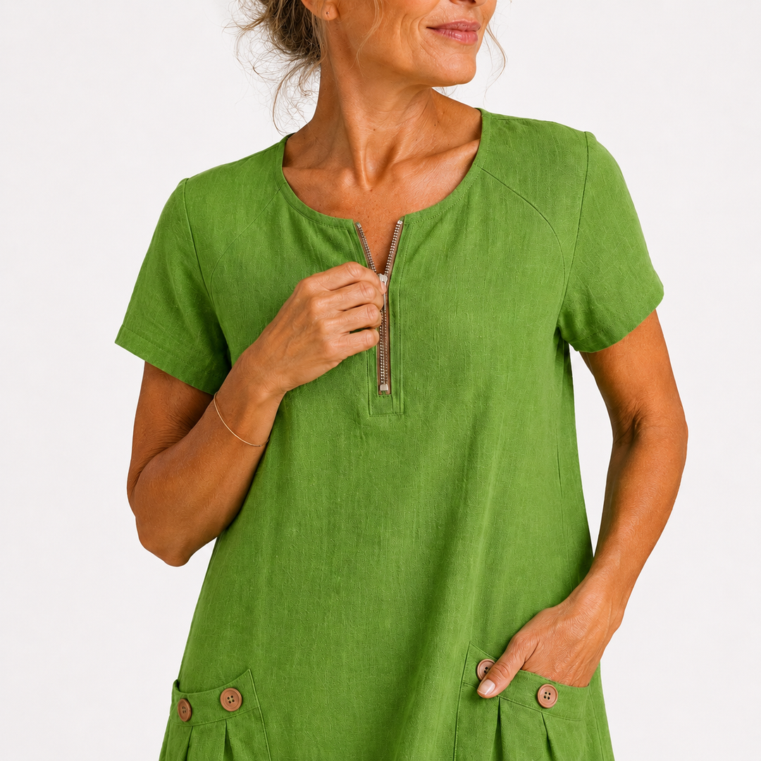 Eliana - Casual Cotton and Linen Dress