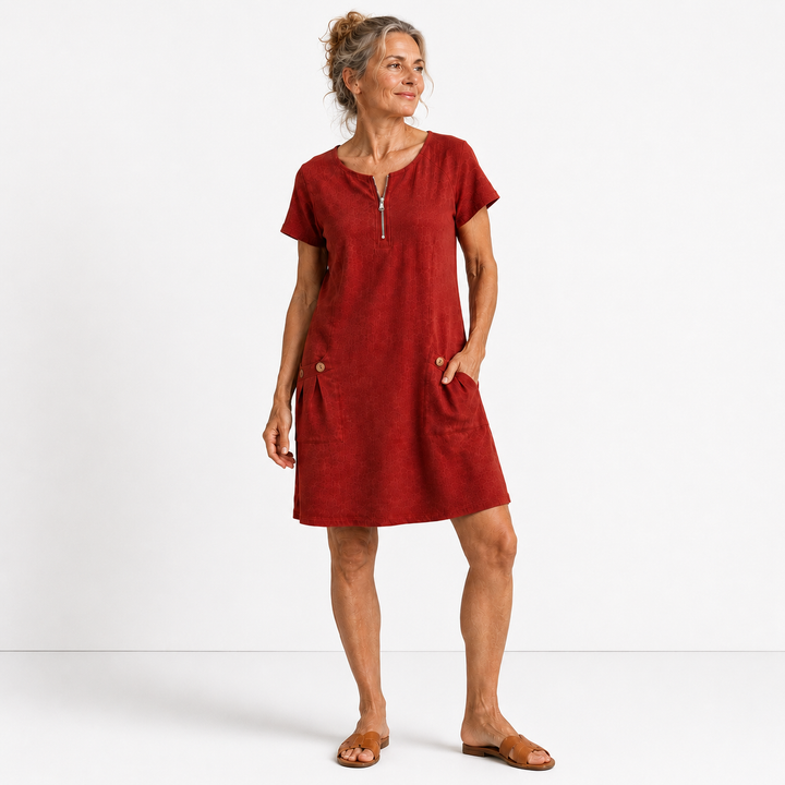 Eliana - Casual Cotton and Linen Dress