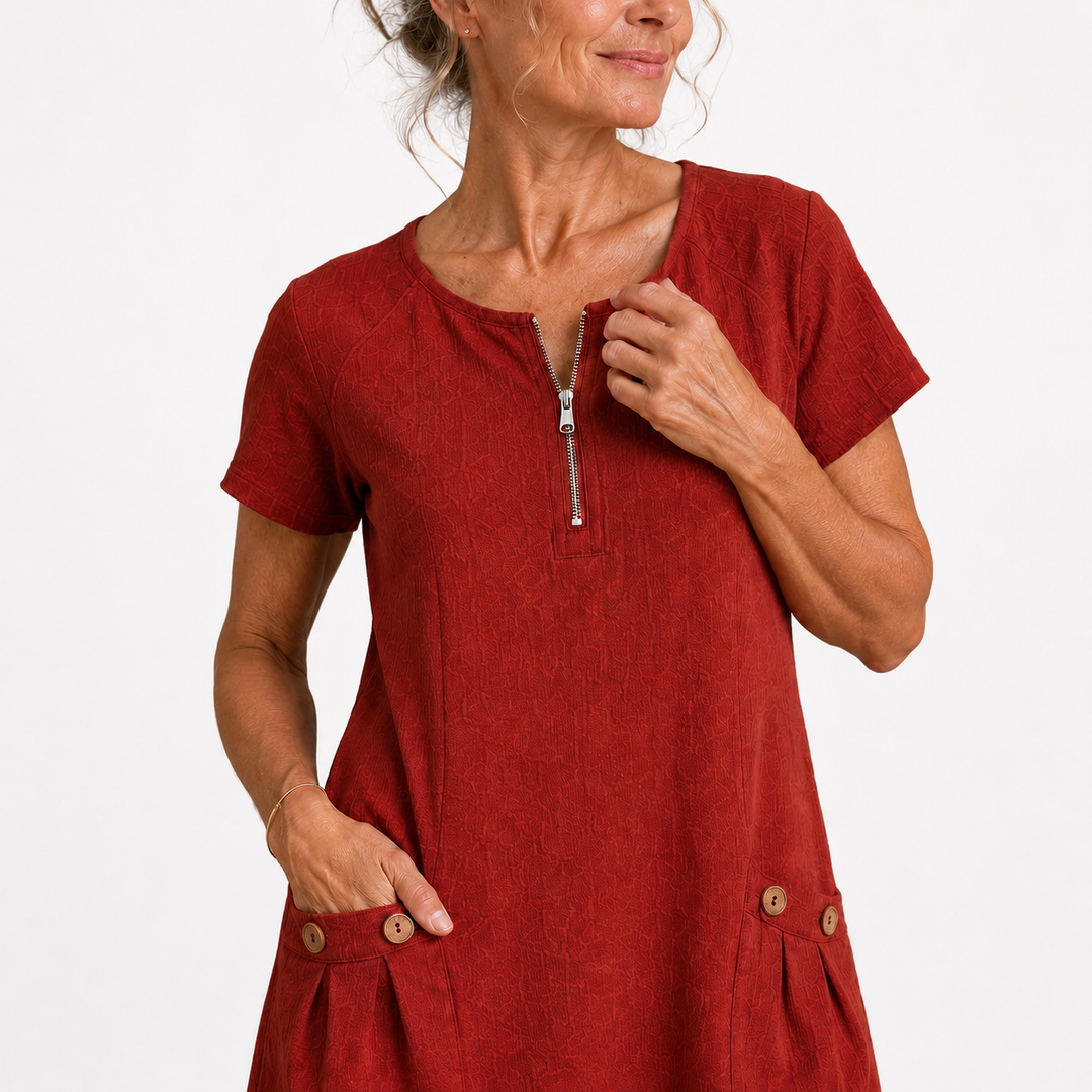 Eliana - Casual Cotton and Linen Dress