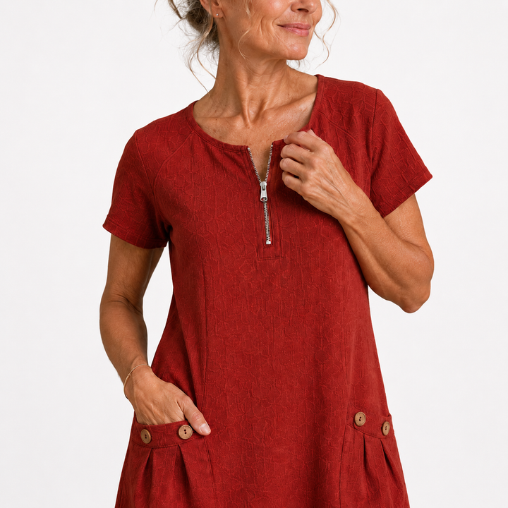 Eliana - Casual Cotton and Linen Dress