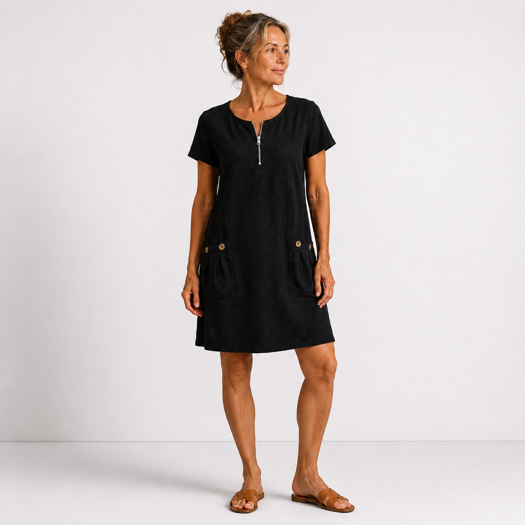 Eliana - Casual Cotton and Linen Dress