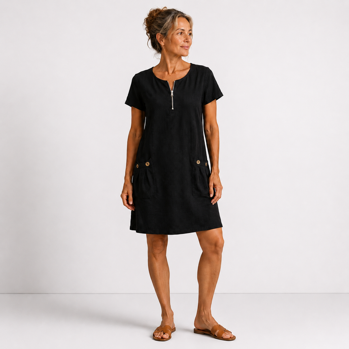 Eliana - Casual Cotton and Linen Dress
