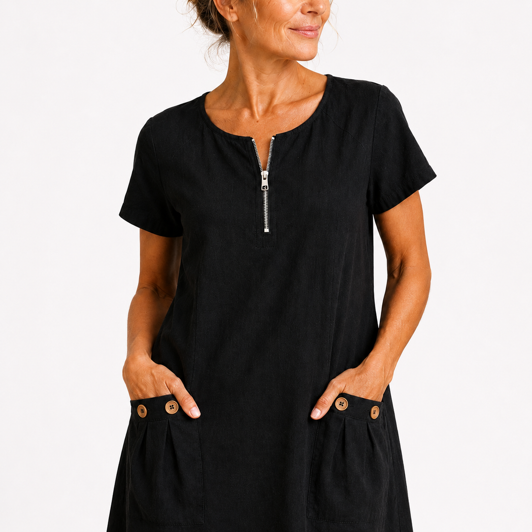Eliana - Casual Cotton and Linen Dress