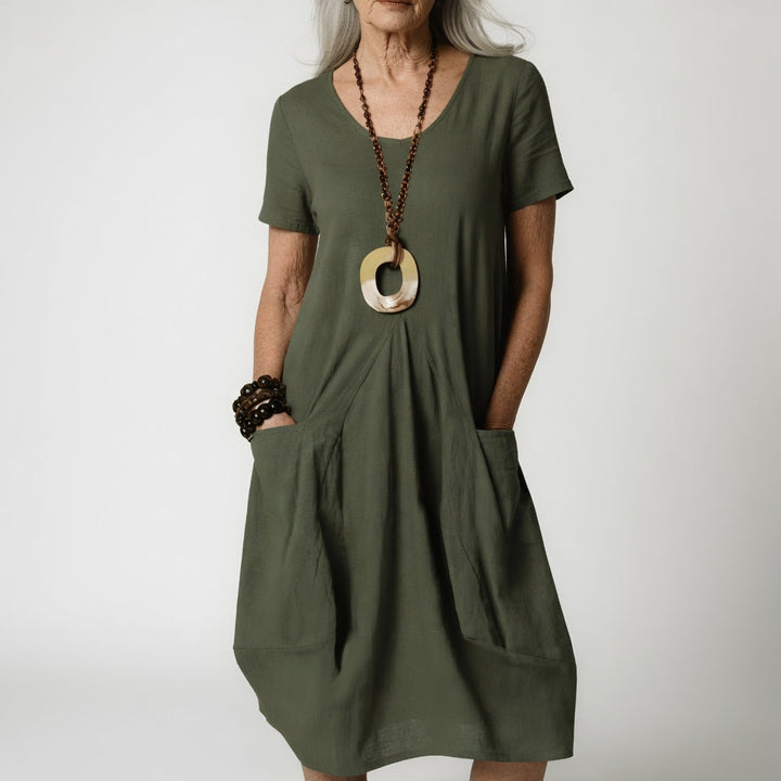 Céline™ — Graceful A-Line Dress with Tummy Control