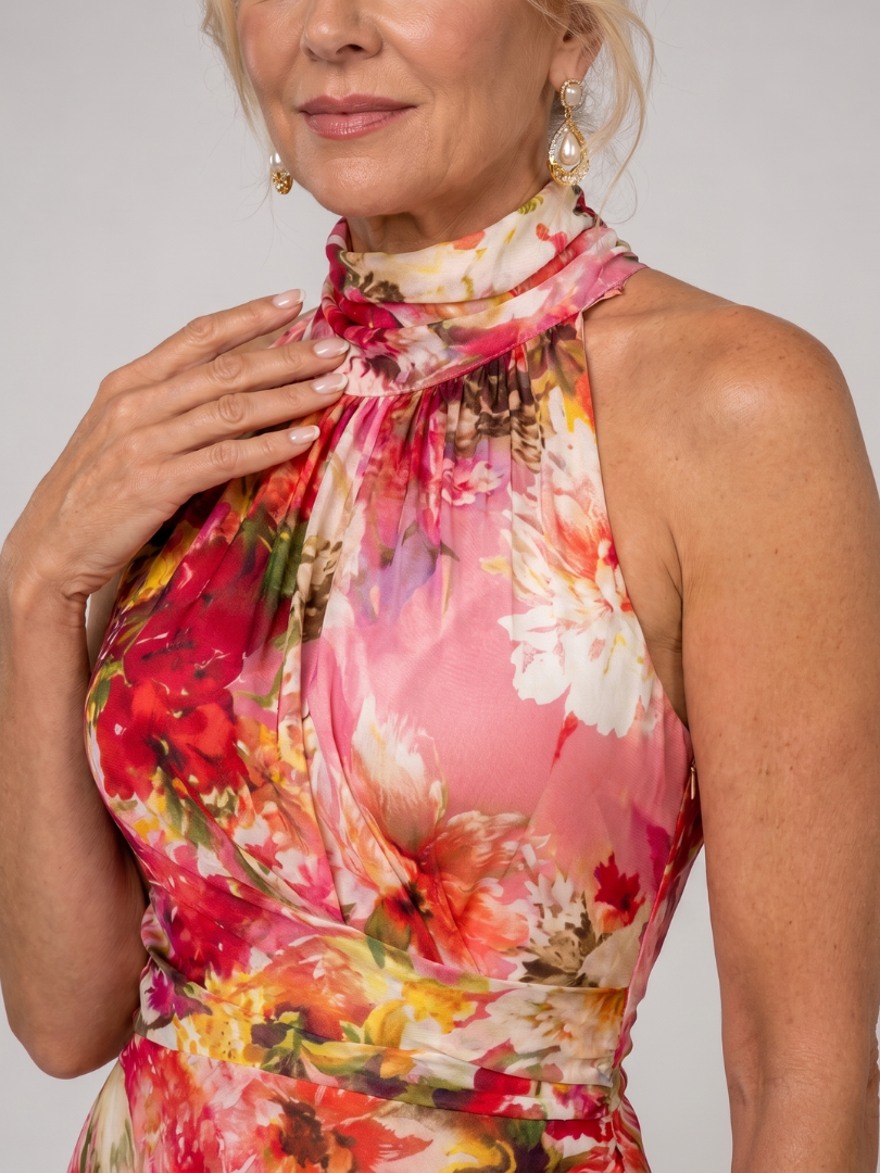 Elisabetta | Floral Maxi Dress with Halterneck Design