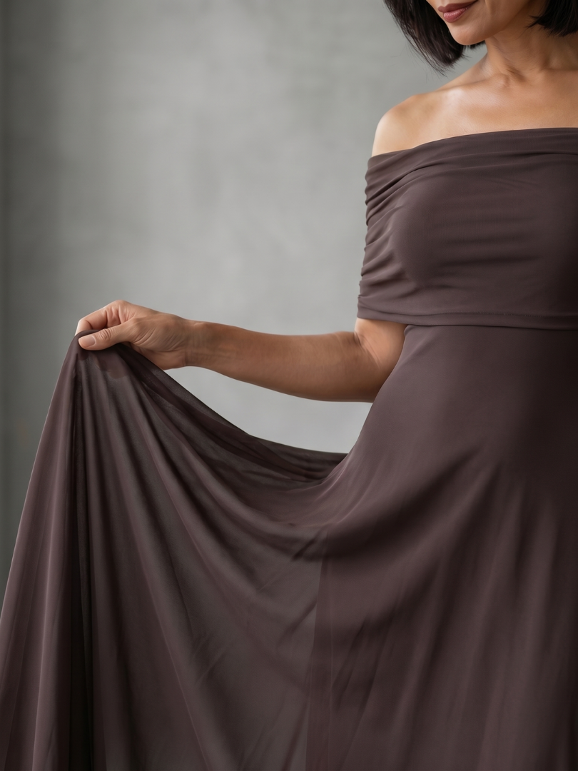 Aurora™ | Off-Shoulder Draped Maxi Dress
