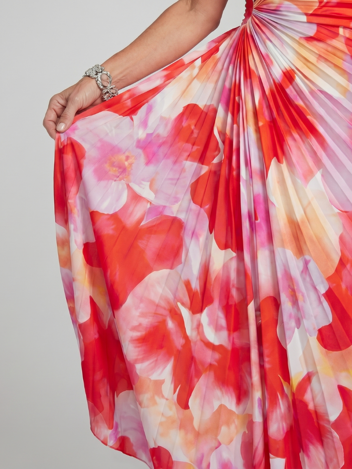 Taya | Asymmetrical Pleated Midi Dress