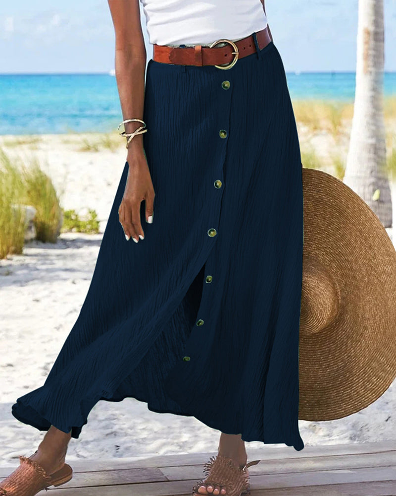 Syndy - Button-Detail Fluid Skirt