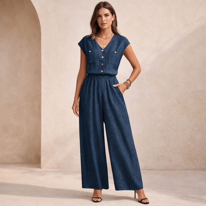 Avery™ | Wide-Leg Button Front Jumpsuit