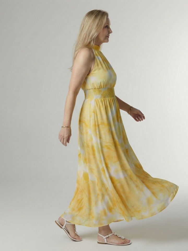 Sylin | Halter Neck Gathered Midi Dress