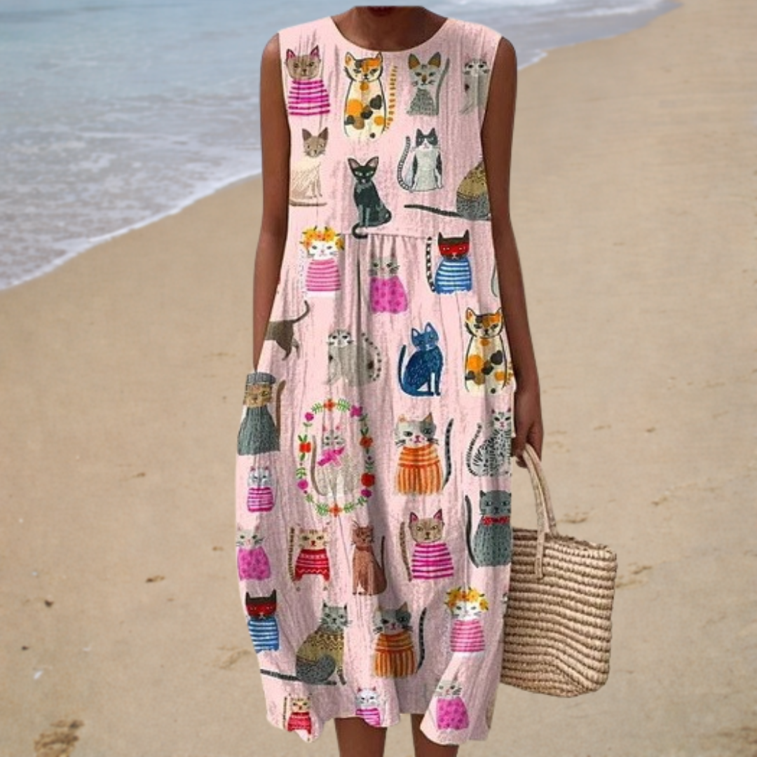 Chloé | Cat Print Midi Dress