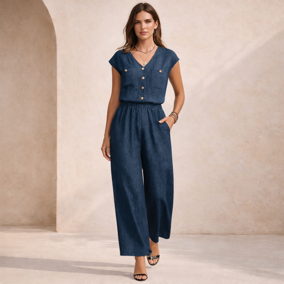 Avery™ | Wide-Leg Button Front Jumpsuit