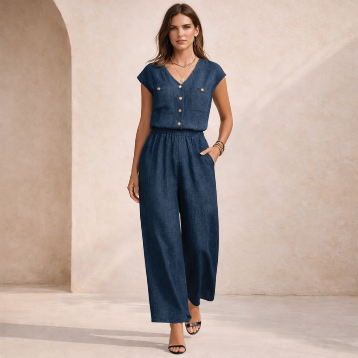 Avery™ | Wide-Leg Button Front Jumpsuit