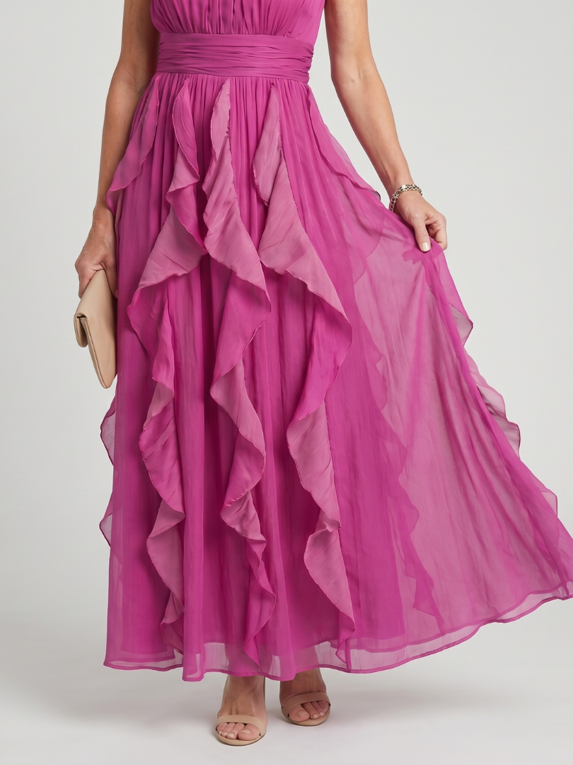 Orea | High Neck Maxi Dress with Ruffled Layers