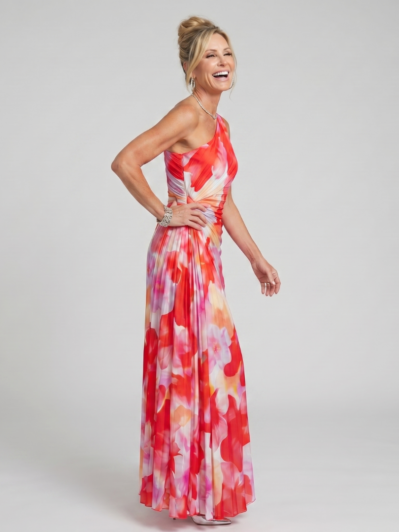 Taya | Asymmetrical Pleated Midi Dress