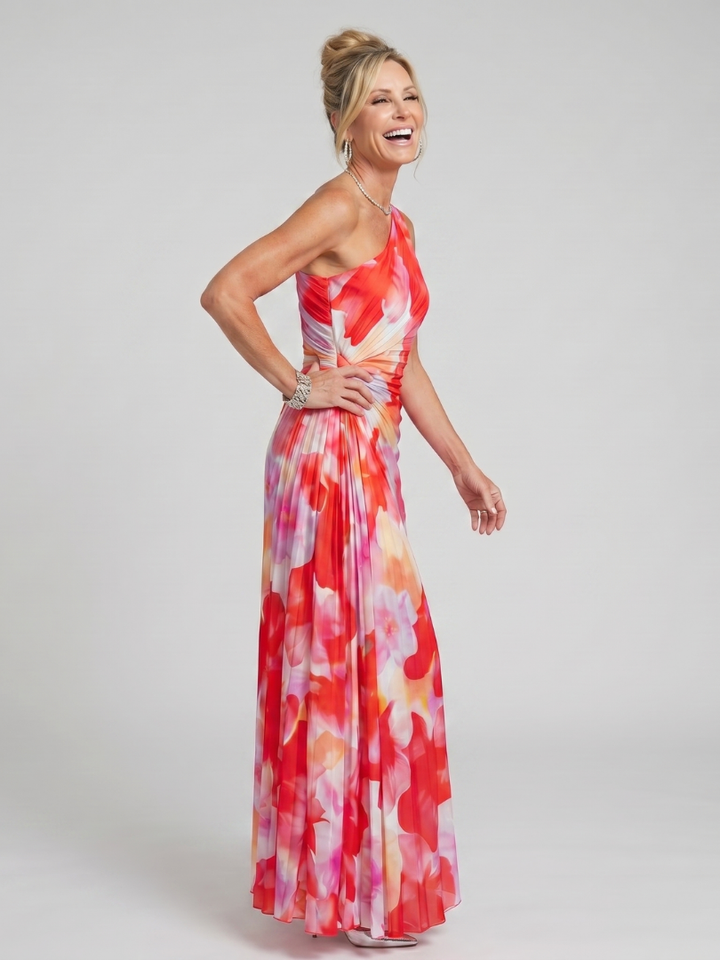 Taya | Asymmetrical Pleated Midi Dress