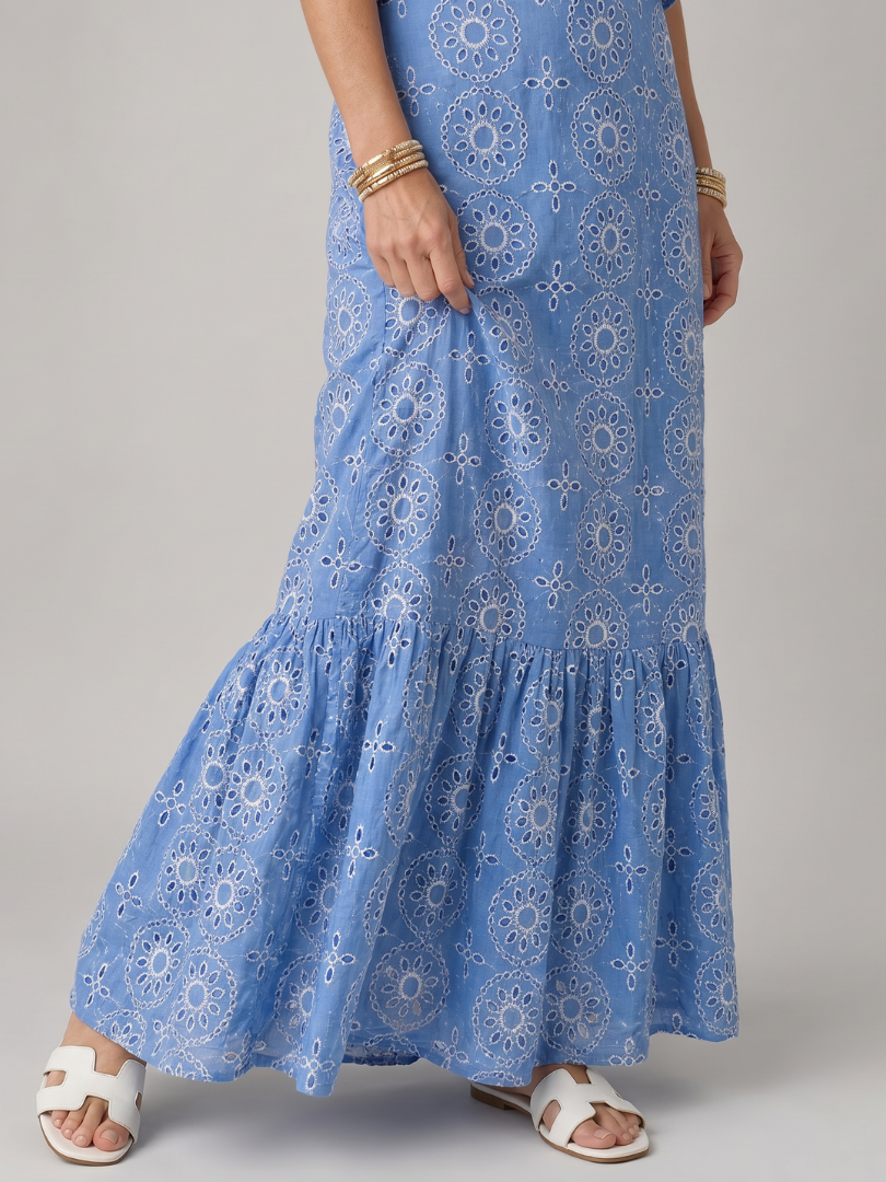 Celeste™ | Sleeveless Ruffle Lace Maxi Dress