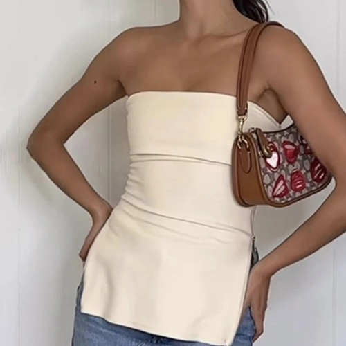 Strapless Split Side Zip Top