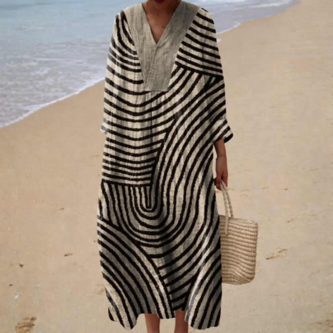 Solène | Elegant Graphic Maxi Dress