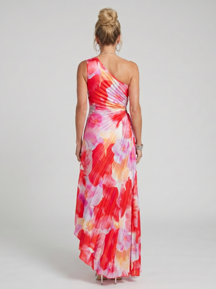 Taya | Asymmetrical Pleated Midi Dress