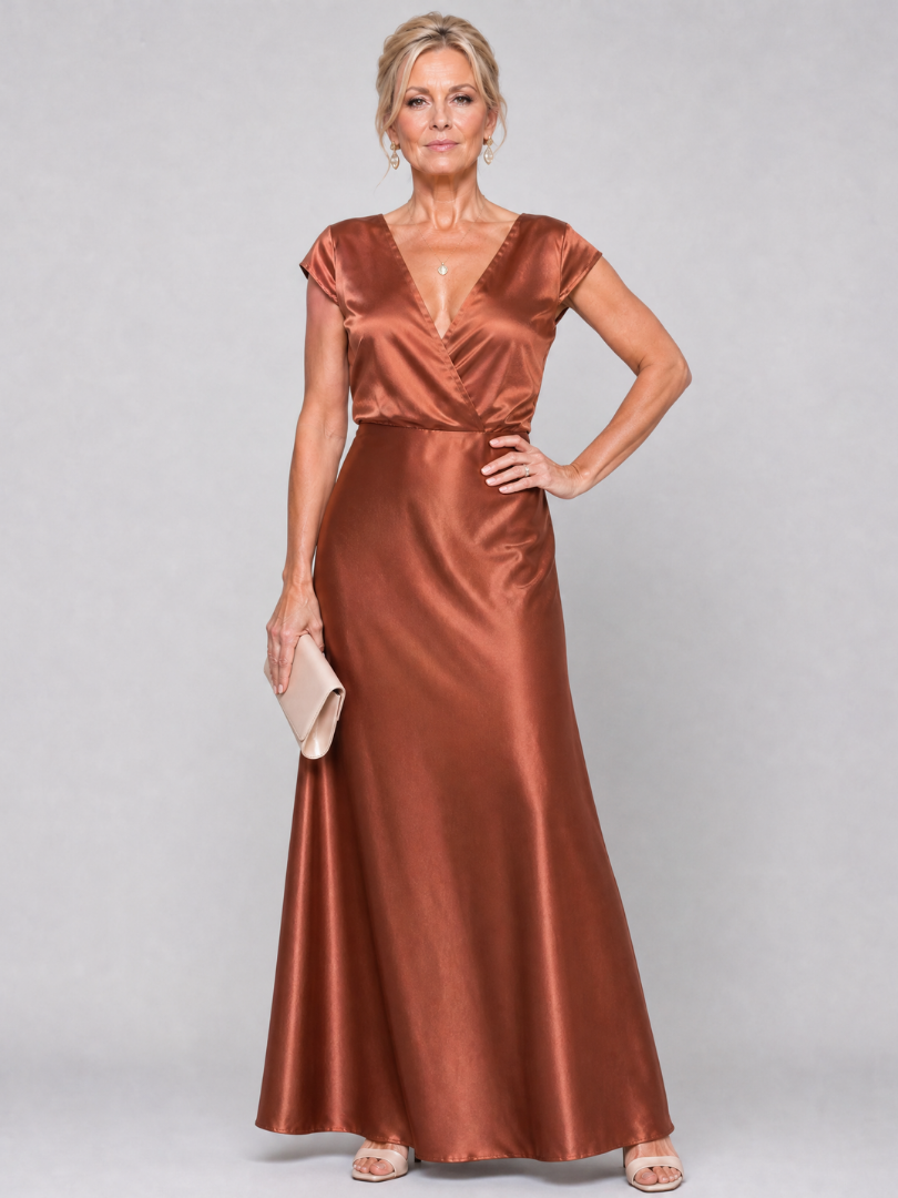 Samouse | Short Sleeve Maxi Dress with Wrap Top