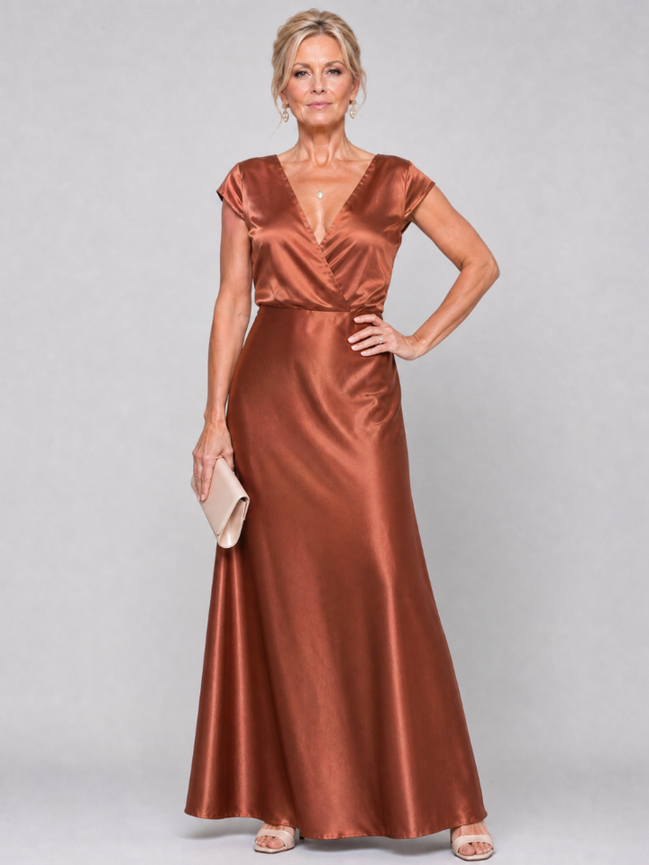 Samouse | Short Sleeve Maxi Dress with Wrap Top